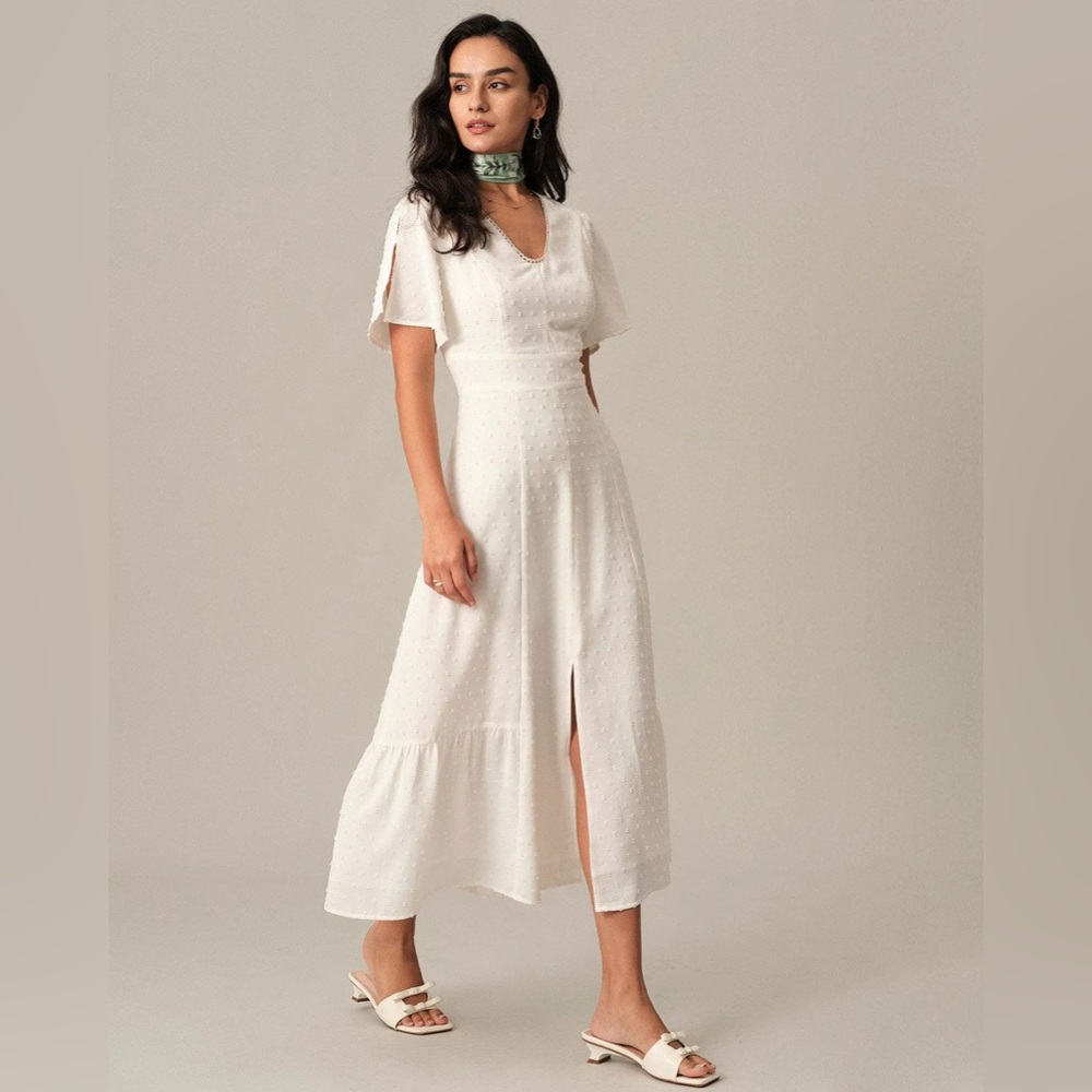 RIHOAS White Maxi Dress with Front Slit